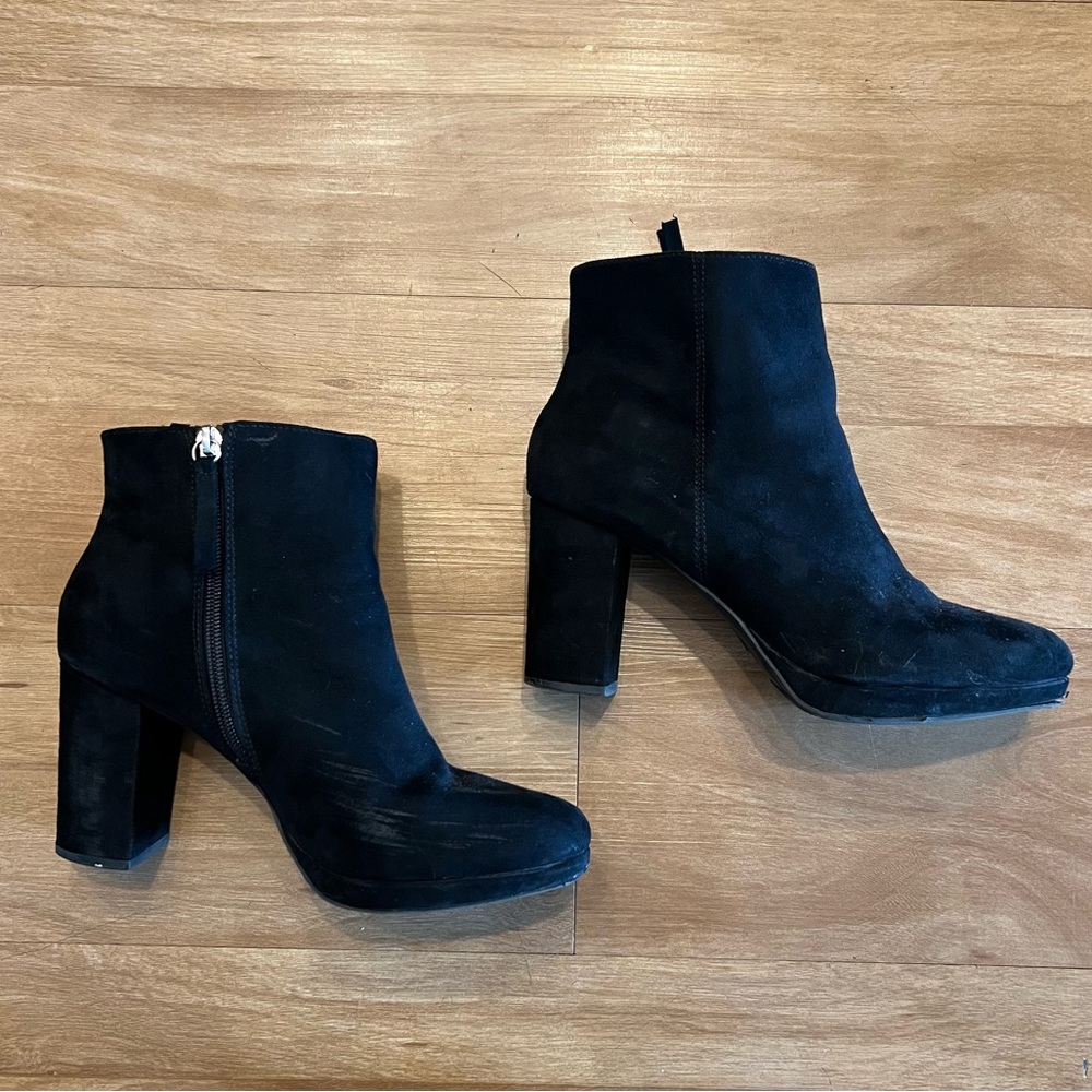 Black suede booties - size 7.5